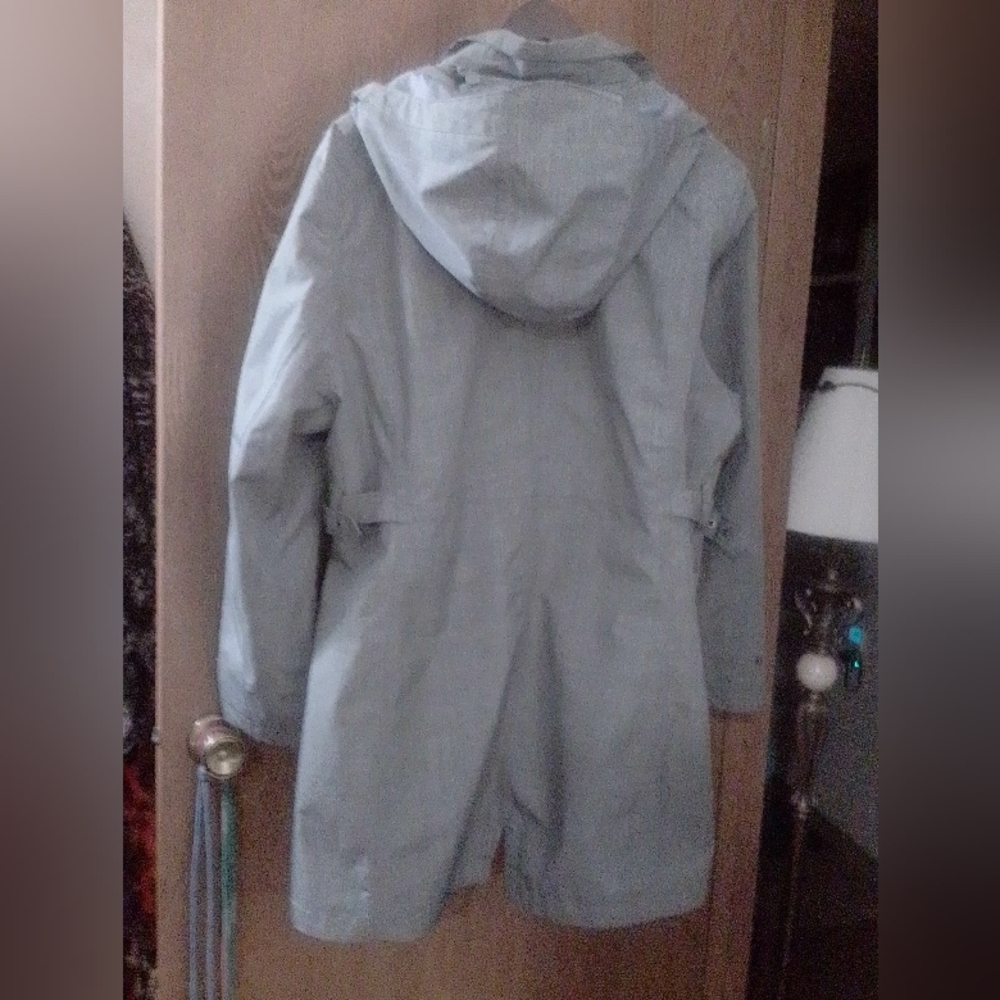 Kirkland signature trench coat with hood and snaps and zips up front Rain Jacket